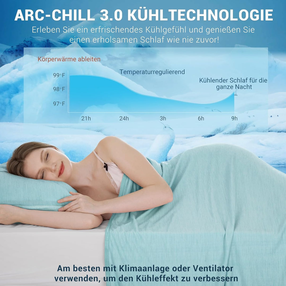 Elegear Kühldecke 150 x 200cm, Japanische Arc-Chill 3.0 Q-Max>0,5 Kühlfasern 2in1 Selbstkühlende Som