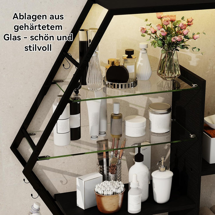 YOURLITE Bar Regal Wand, Schwebende Regale mit 7 Farben LED, Wandregal Küche mit Glasablage, mit 8 S