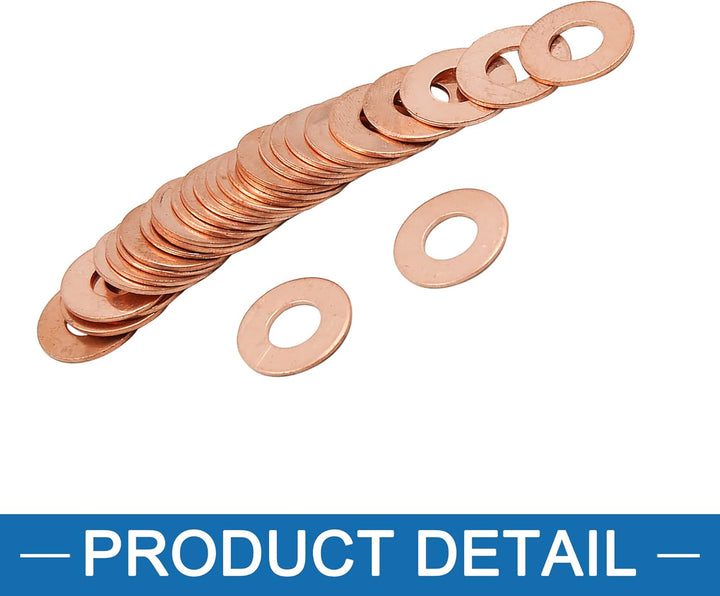 A ABSOPRO 30 Stück Kupfer Flache Scheiben Universal M8 x 18mm x 1mm Dichtung Ringe