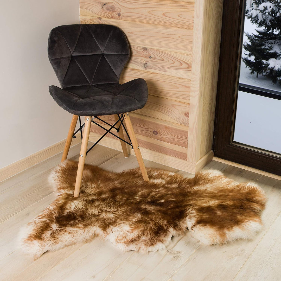 Cakla Lammfell Echt 120-130 cm - Schaffell Echt Gross - Fellteppich Rothaarig - Weich und Flauschig