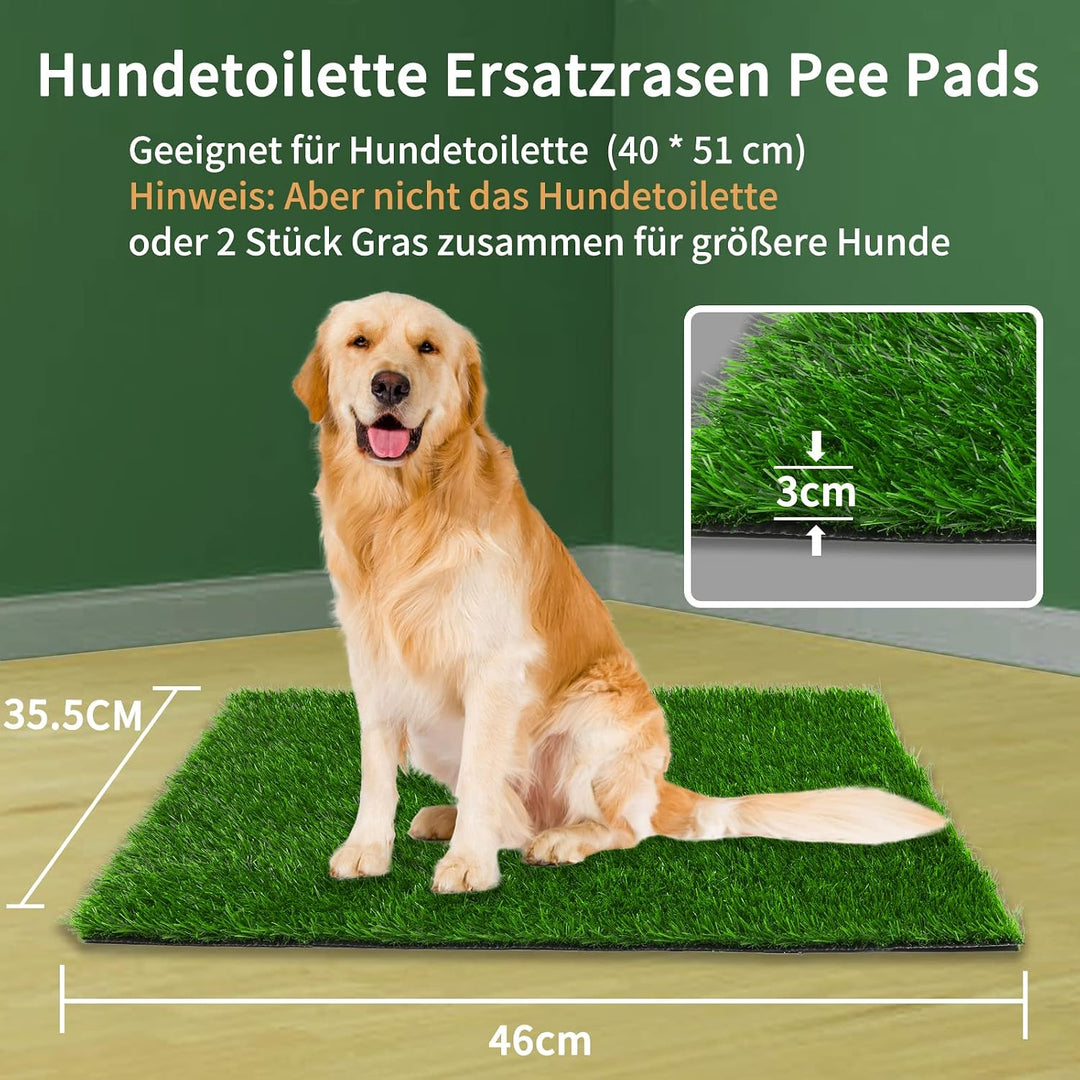 2 Stück Hundetoiletten mit Kunstrasen – hochdurchlässige Hundeklo Gras-Pads und Wiederverwendbare Tr