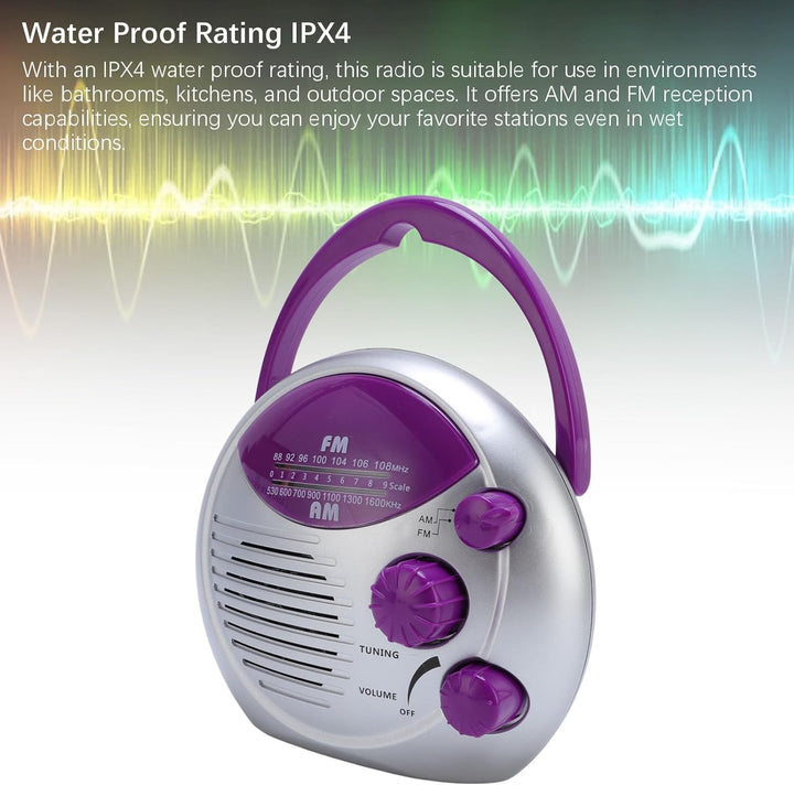 Elprico AM FM Dusch Radio Eingebauter Lautsprecher, IPX4 Wasserdicht Hängendes Badezimmer Radio, Tra