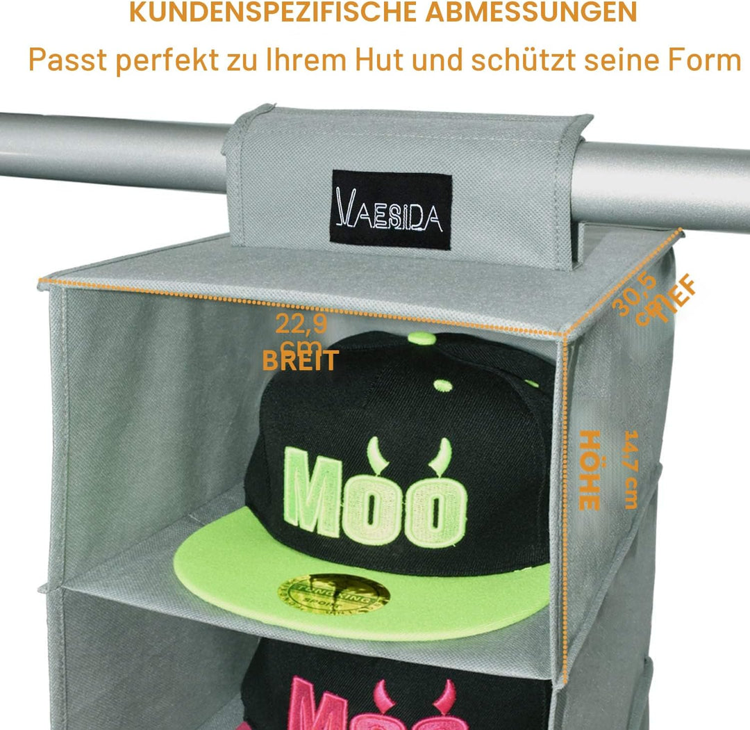 VAESIDA Hutablage & Baseball Kappen-Halter – 10 Regale, hängender Schrank für Baseballhut-Aufbewahru
