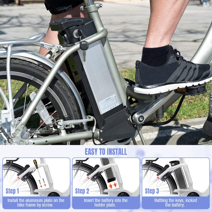 X-go Ebike Elektrofahrrad E-Bike Lithium Silber Fisch mit Ladegerät, Led Kontrollleuchte für 350W 25