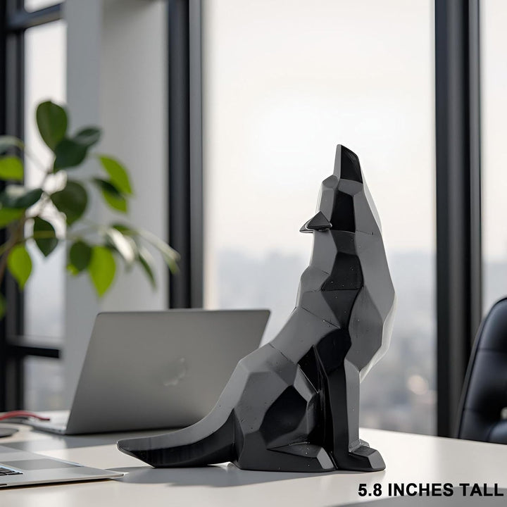 Wisifayardin Schwarzer Wolf heulender Wolf Figur Statue für Heimdekoration, Schwarz