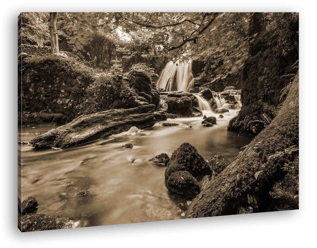 deyoli Flusslauf im Dschungel Format: 60x40 Effekt: Sepia als Leinwand, Motiv fertig gerahmt auf Ech