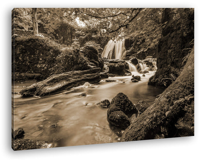 deyoli Flusslauf im Dschungel Format: 60x40 Effekt: Sepia als Leinwand, Motiv fertig gerahmt auf Ech