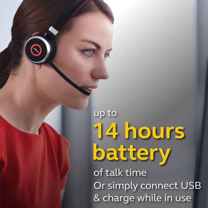 Jabra Evolve 65 Wireless Stereo On-Ear Headset – Microsoft Certified Headphones With Long-Lasting Ba