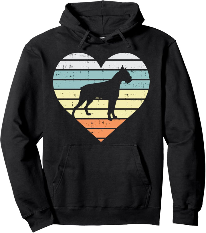 Boxer Heart Sunset Retro Animal Pet Dog Lover Owner Gift Pullover Hoodie