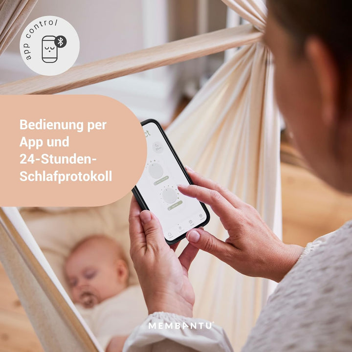 Federwiegenmotor LeeLo02, App-gesteuerter Babywiegen Motor, Extra Leise, 10 Geschwindigkeiten, Timer