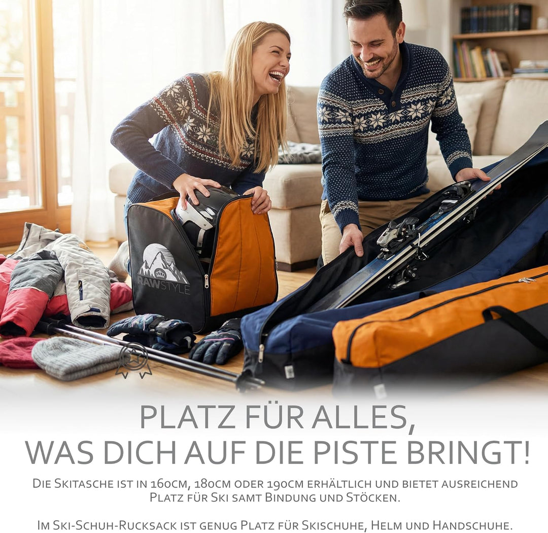 Rawstyle Skitasche Ski-Schuh-Tasche Set SKI-Tasche 160cm oder 180cm wasserdicht Ski Bag Ski Cover Wi