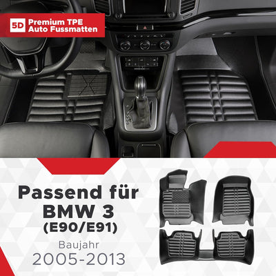 fussmattenprofi.com Auto Fussmatten Kompatibel mit BMW 3 (E90/E91) Baujahr 2005-2013 I 100% Passgena