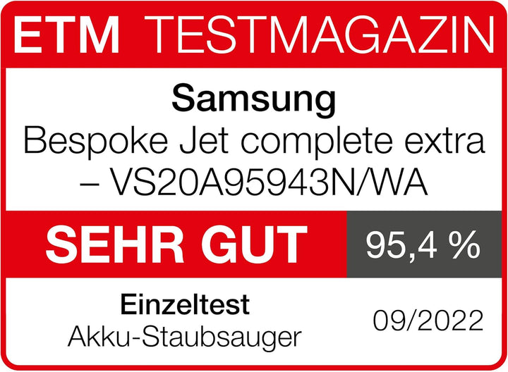Samsung Bespoke Jet Complete Extra VS20A95943N/WA, Akku-Handstaubsauger Inklusive Clean Station, Kab