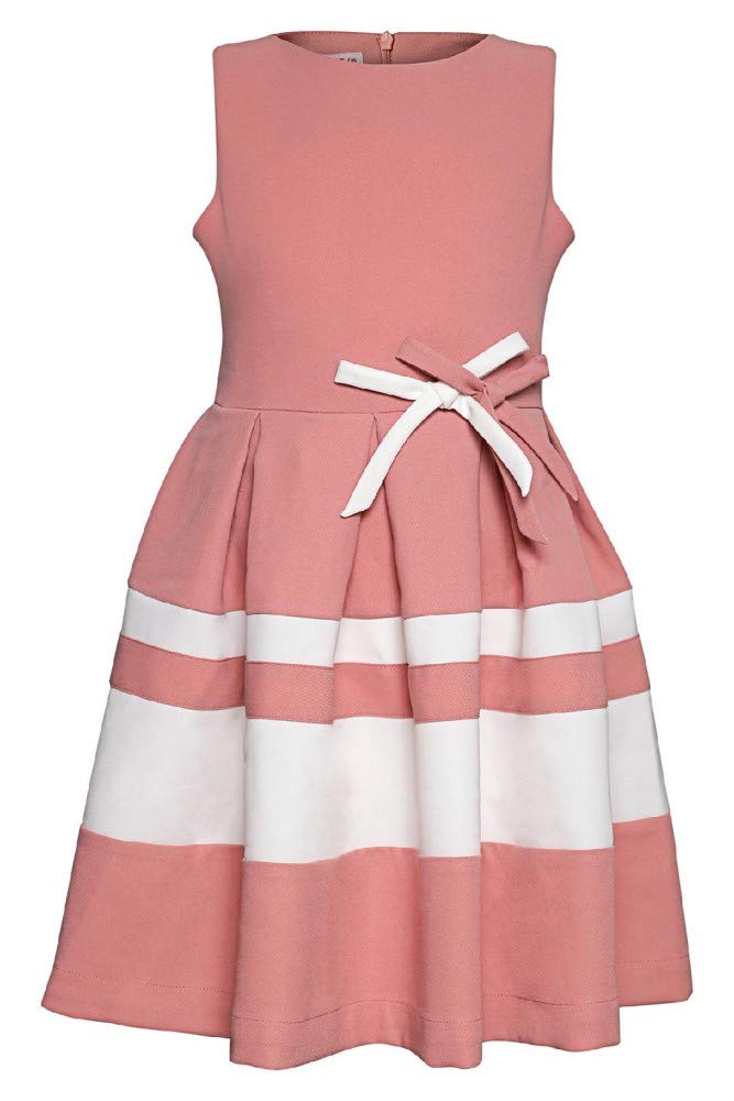 La-V Festliches Kleid gestreift mit Schleifen 110 Altrosa, 110 Altrosa