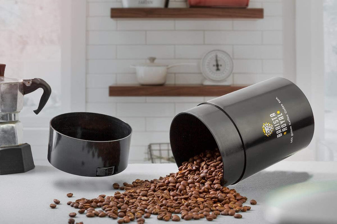 Premium Kaffeedose Vakuum | luftdichter Aromaschutz | für 500g ganze Kaffeebohnen oder gemahlen | id