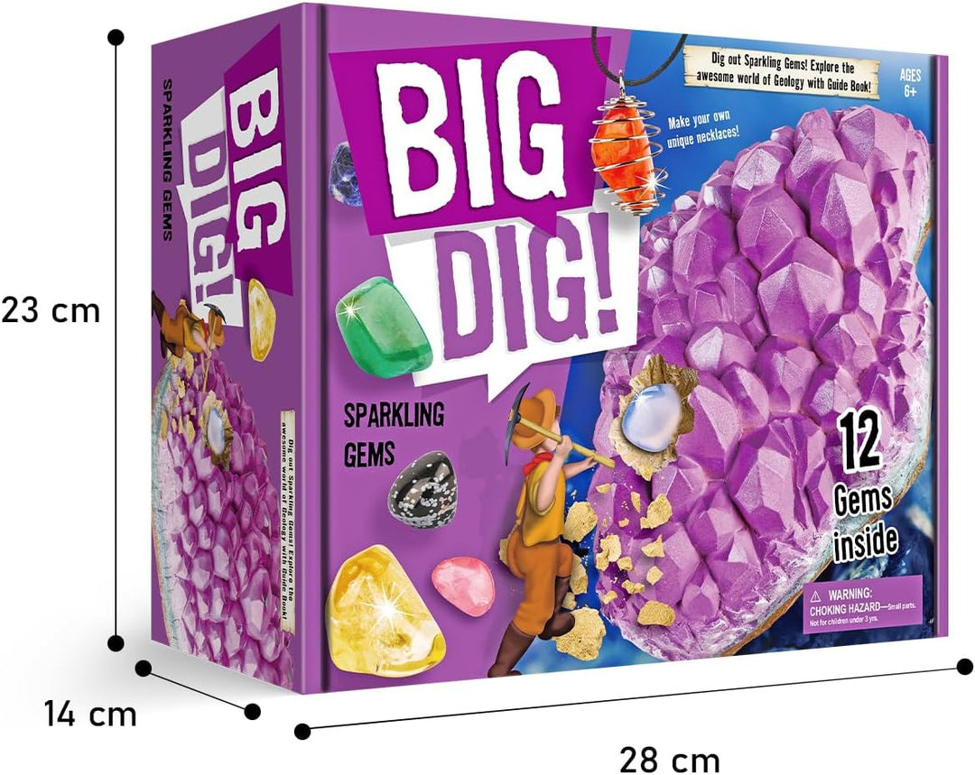 Eggbox Jumbo Mineralien Kristall Ausgrabungsset für Kinder 12 Echte Edelsteine inkl, Amethyst, Rosen