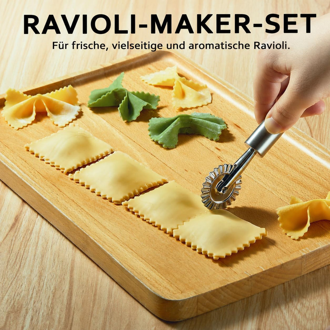 Ravioli Maker Set, 5-teilig, 8er Ravioliform mit Nudelholz &amp; Teigrädchen, 5-Teilig