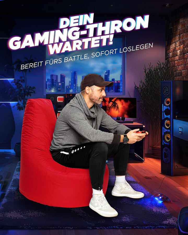 PATCH HOME Gamer Sessel mit Reissverschluss Lounge Kissen Sitzsack Sitzkissen Bean Bag In & Outdoor