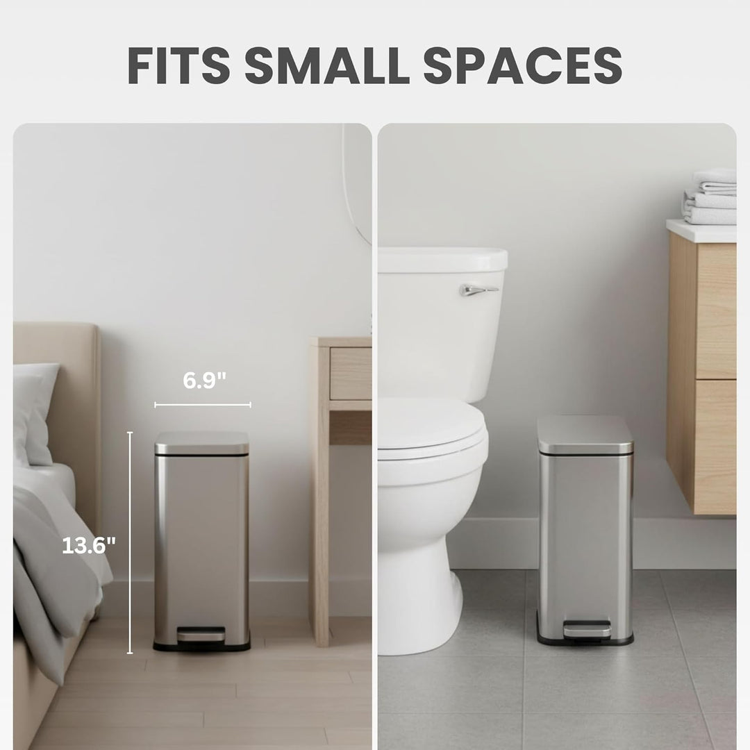 iTouchless SoftStep, schmaler Trittabfalleimer (11,4 L Fassungsvermögen), mit AbsorbX und herausnehm