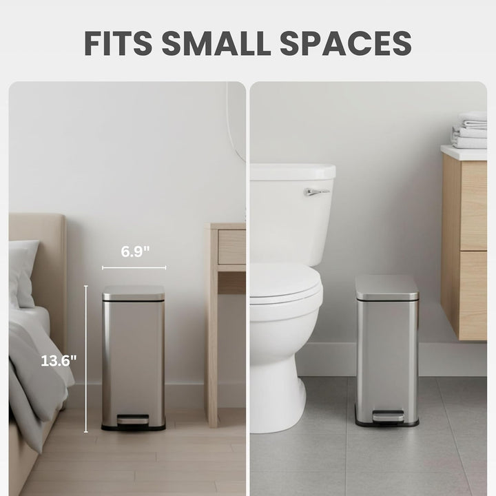 iTouchless SoftStep, schmaler Trittabfalleimer (11,4 L Fassungsvermögen), mit AbsorbX und herausnehm