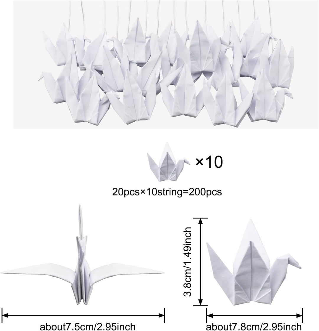 WANDIC Origami Papierkraniche, 10 Strings, handgefertigt, gefaltet, Origami-Papier, Kranichschnur, G