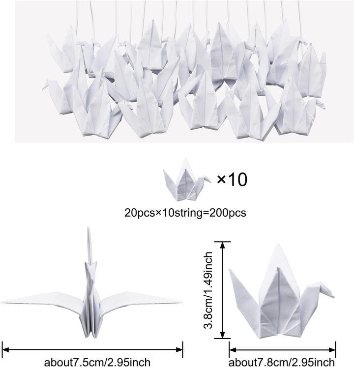 WANDIC Origami Papierkraniche, 10 Strings, handgefertigt, gefaltet, Origami-Papier, Kranichschnur, G