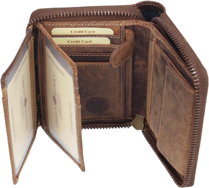 Greenburry Vintage Damen-Geldbörse mit Hunde-Motiv Bullmastiff Portemonnaie Braun 13x10x3 cm, Bullma