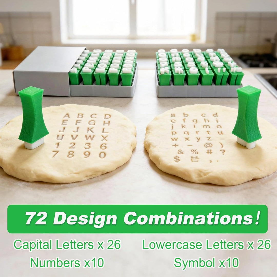 Alphabet Stempel Set, 3D-Gravurstempel für Gross- und Kleinbuchstaben,72 Stücke Alphabet Tonstempel