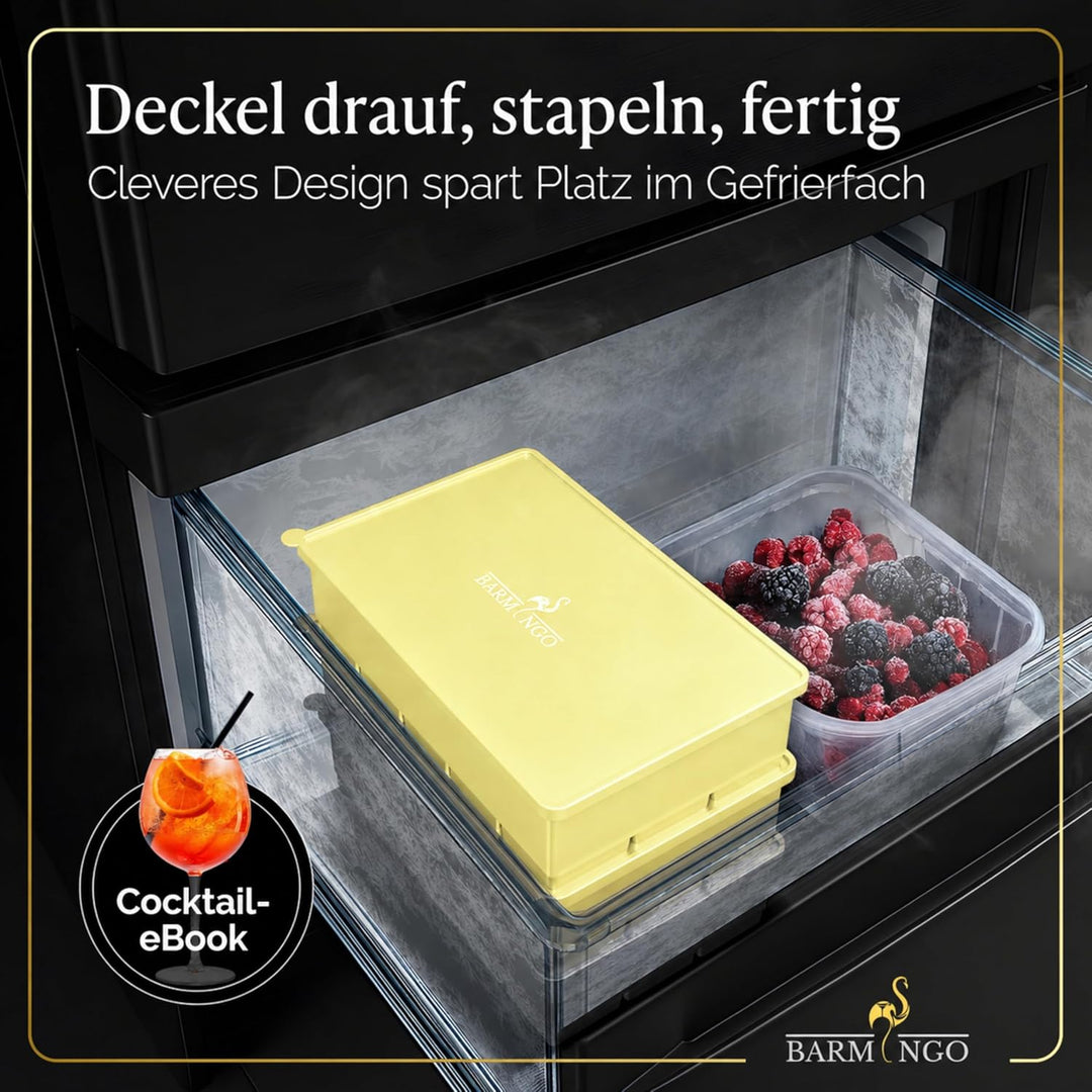 Silikon Eiswürfelform mit Deckel (3er Set) – BPA-freie Eiswürfelform gross/XXL | Grosse Eiswürfel Fo