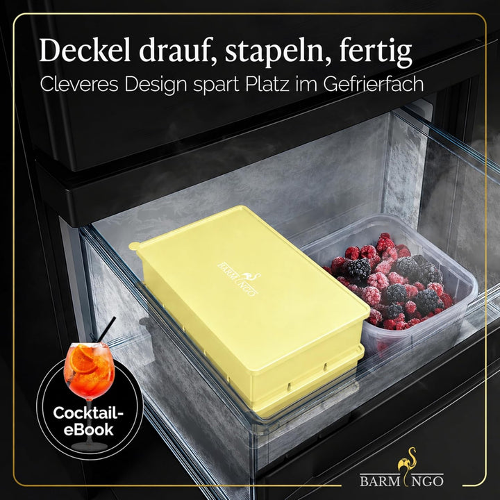 Silikon Eiswürfelform mit Deckel (3er Set) – BPA-freie Eiswürfelform gross/XXL | Grosse Eiswürfel Fo
