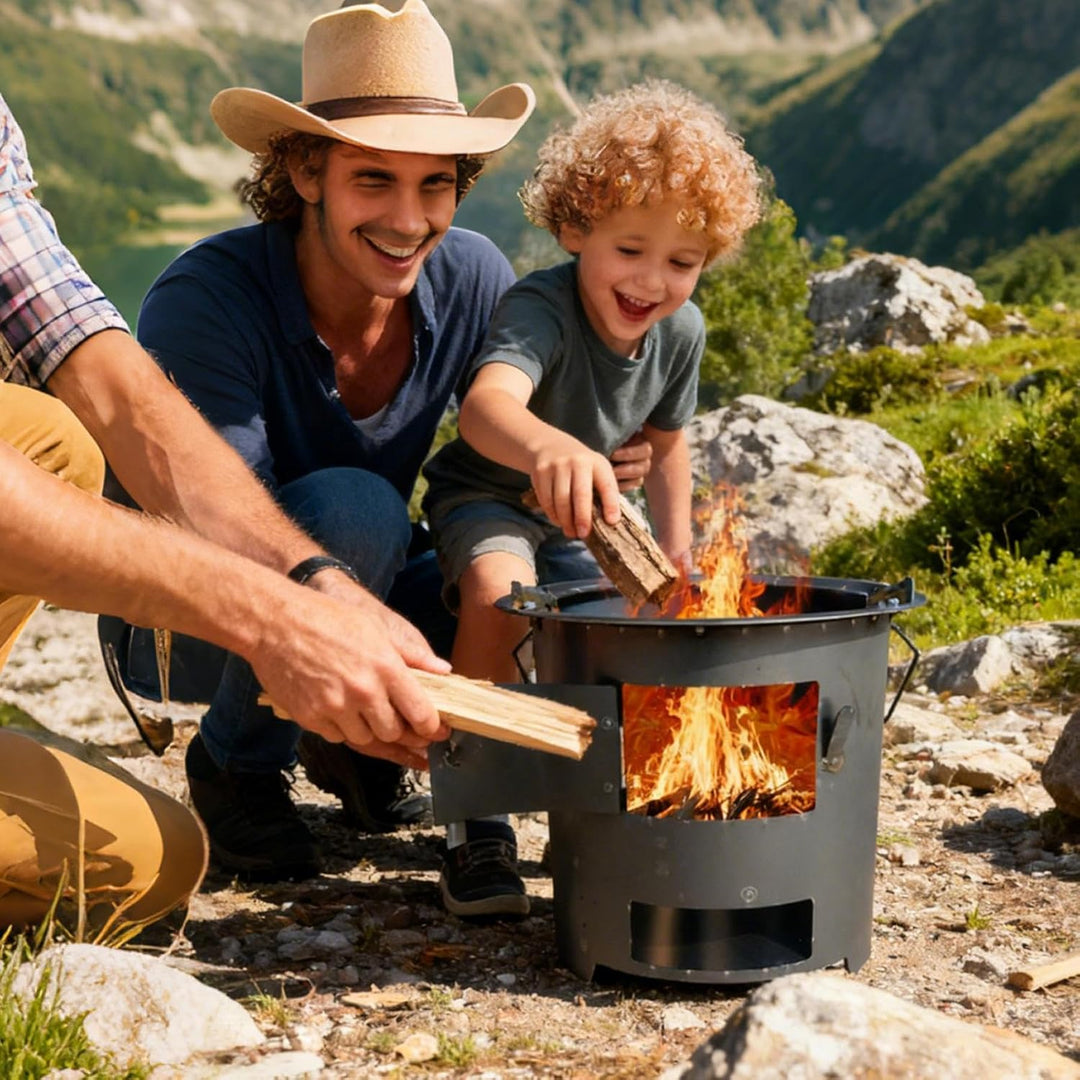 Tragbarer,Outdoor Kochgerät Mit Griff,Outdoor Holzverbrennungsofen - Für Überleben Dringende Vorbere