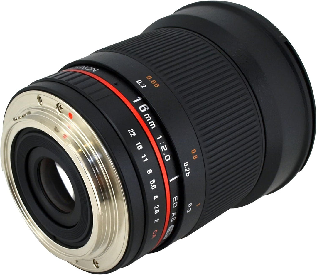 Rokinon 16M-C 16mm f/2.0 asphärisches Weitwinkelobjektiv für Canon EF Kameras Canon EOS, Canon EF-S