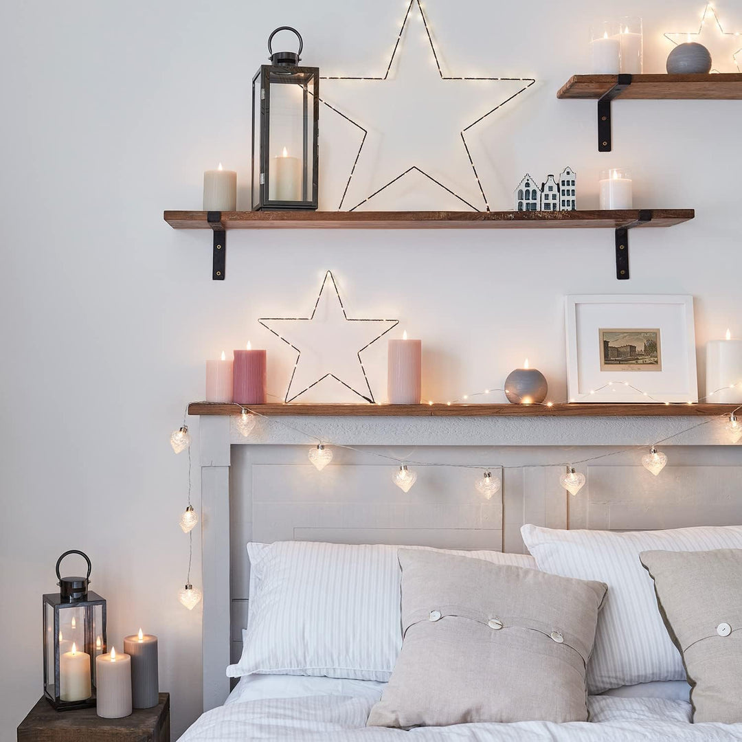 Lights4fun Laterne Edelstahl mit TruGlow LED Kerze Innenbereich 28,5cm