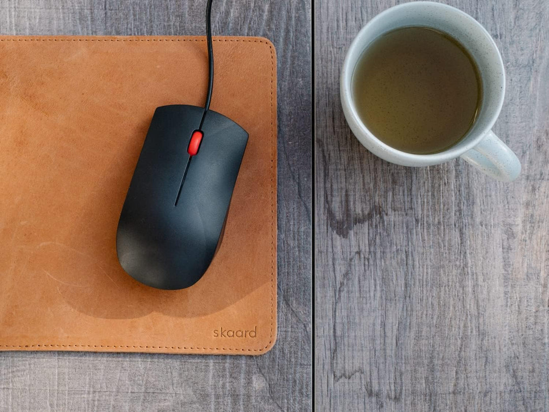 skaard Mauspad aus echtem Leder, Braun, Vintage Optik, Mouse Pad Braun M, Braun M