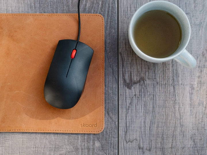 skaard Mauspad aus echtem Leder, Braun, Vintage Optik, Mouse Pad Braun M, Braun M