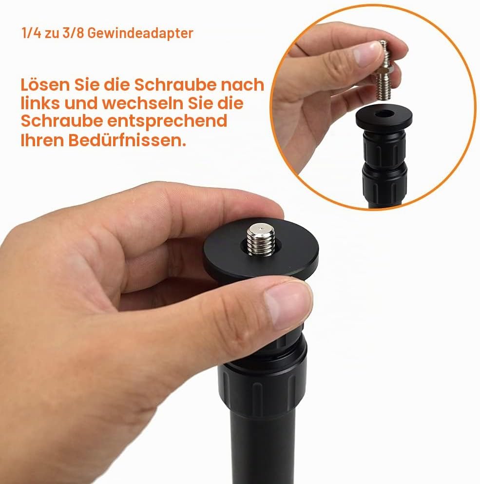 Stativ Verlängerung Mittelsäule Extender Teleskopstange 3 Abschnitte Stange für Fotostudio Einbeinst