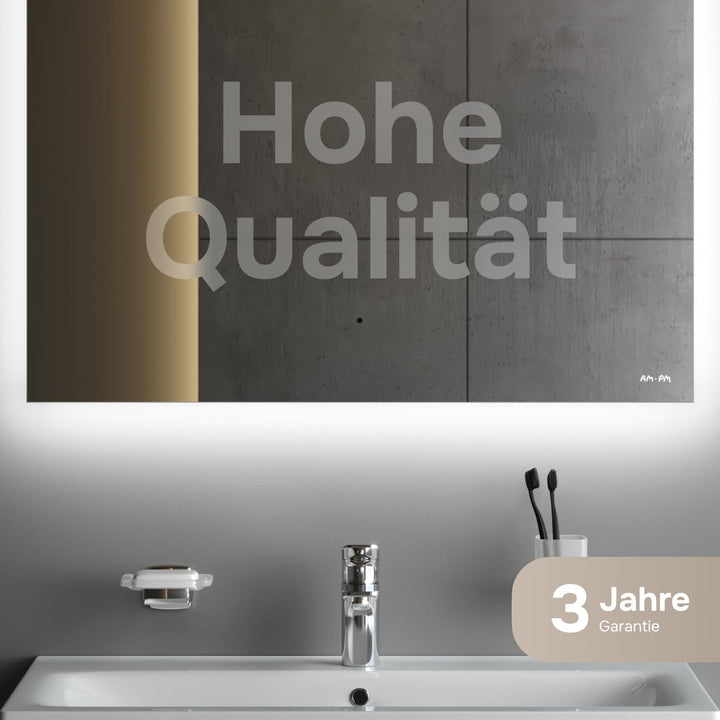 AM.PM Hit – LED Spiegel 80 x 70 cm mit Beleuchtung | Badezimmerspiegel mit LED | Spiegel mit Licht d