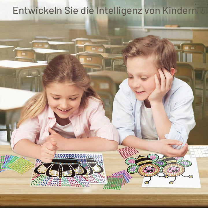 6 Blätter Sonnenfänger-Sets für Kinder im Alter von 6 7 8 9 10, DIY Diamant-Malerei-Set Eiscremebaum