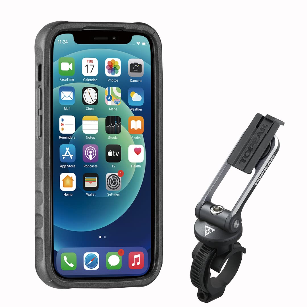 Topeak iPhone-Halterung+Case RideCase für iPhone 12 Pro Max, Black/Gray, mit Halter aus Aluminium un