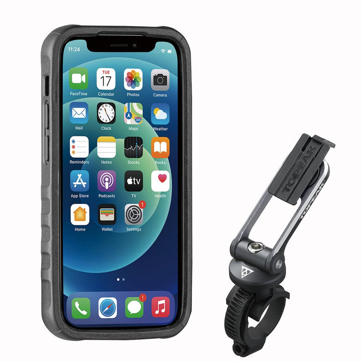 Topeak iPhone-Halterung+Case RideCase für iPhone 12 Pro Max, Black/Gray, mit Halter aus Aluminium un