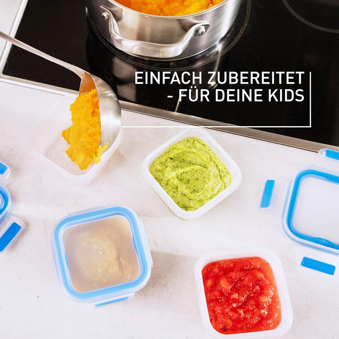 Emsa Clip & Close kleines Lunch-Set, 4x Frischhaltedosen mit 0,2 Liter, 100% dicht/gefrierfest/mikro