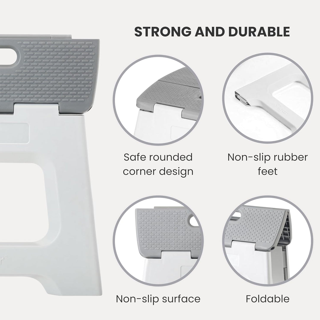 VIGAR Compact Tritthocker klappbar 27 cm mit Griffen Compact Grau 27 cm, Compact Grau 27 cm