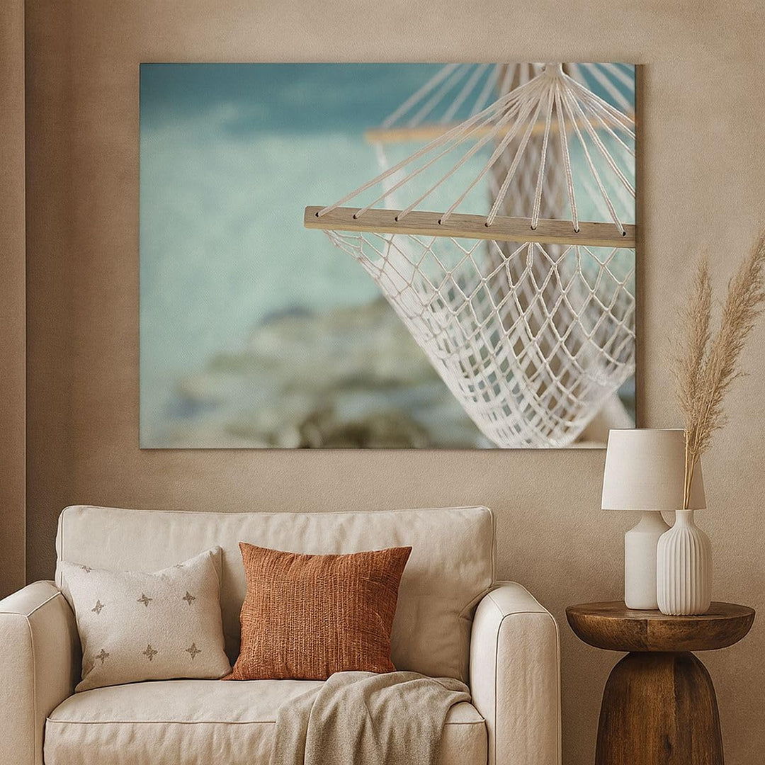 Bilder auf Leinwand 100x70cm Leinwandbild Reise hängematte tropisch strand Gross Wanddeko Bild Schla