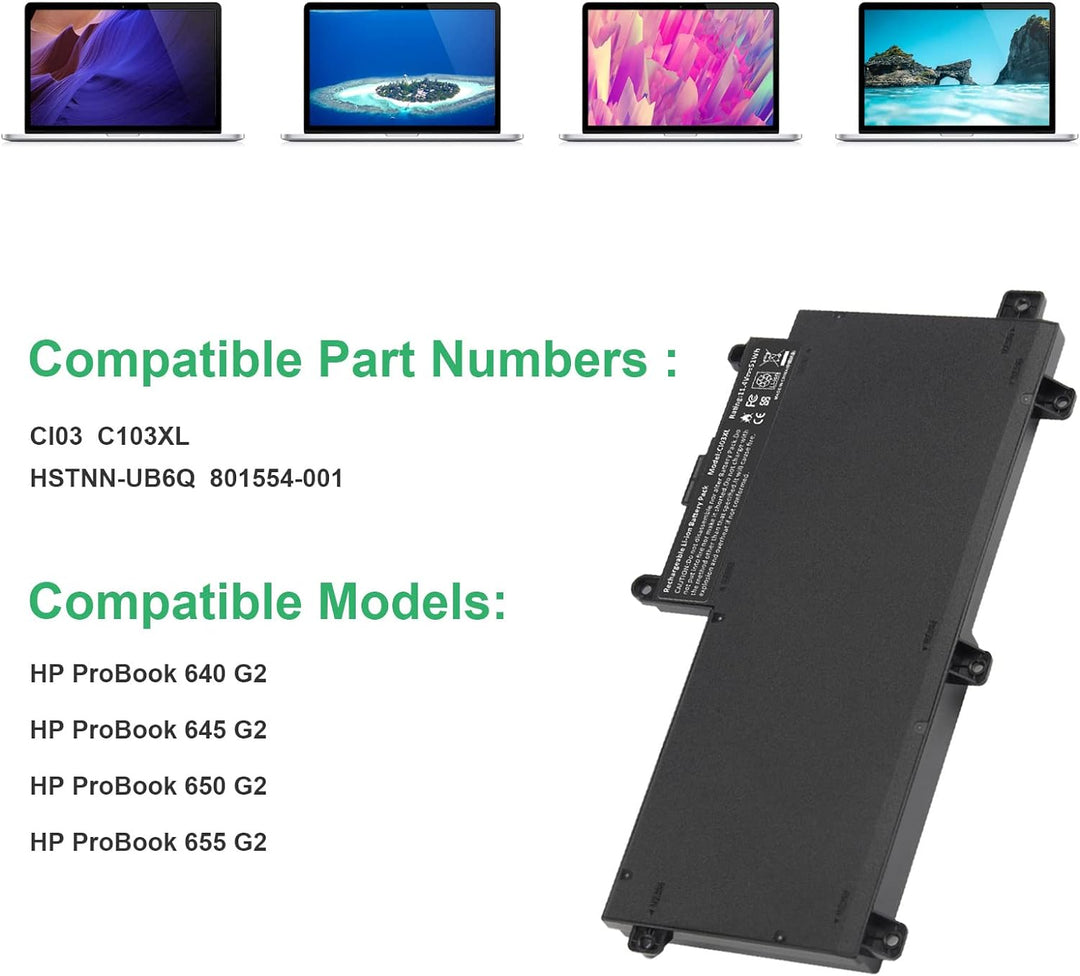 ASUNCELL 51Wh CI03 CI03XL Akku für HP ProBook 640 650 645 655 G2 G3 T7B31AA CI03048XL CIO3 CIO3XL HS