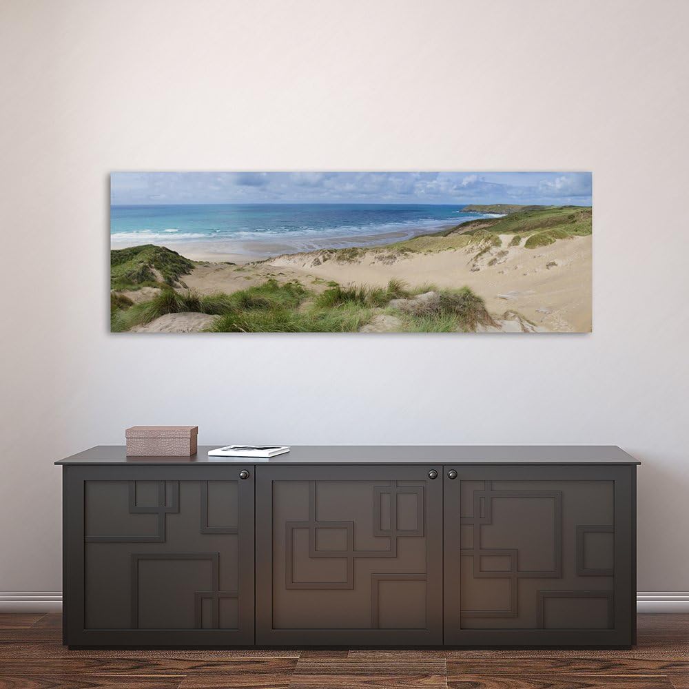 Feeby. Leinwandbild, Bilder, Wand Bild, Wandbilder, Kunstdruck 150x50 cm, MEER, DÜNEN, NATUR, BRAUN,