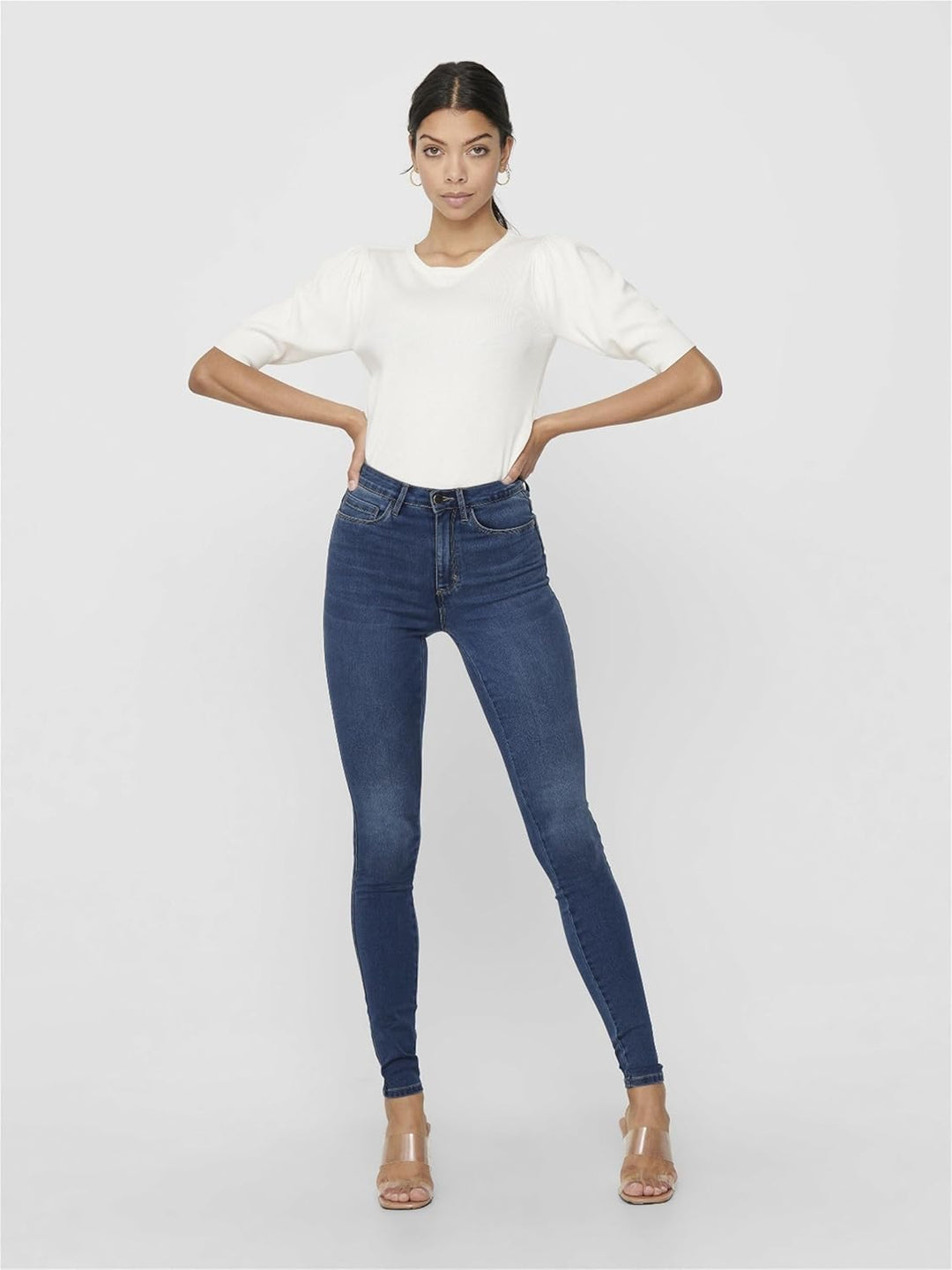 ONLY Female Skinny Jeans ONLROYAL Hohe Taille Skinny Fit Jeans XS / 34L Dark Blue Denim, XS / 34L Da