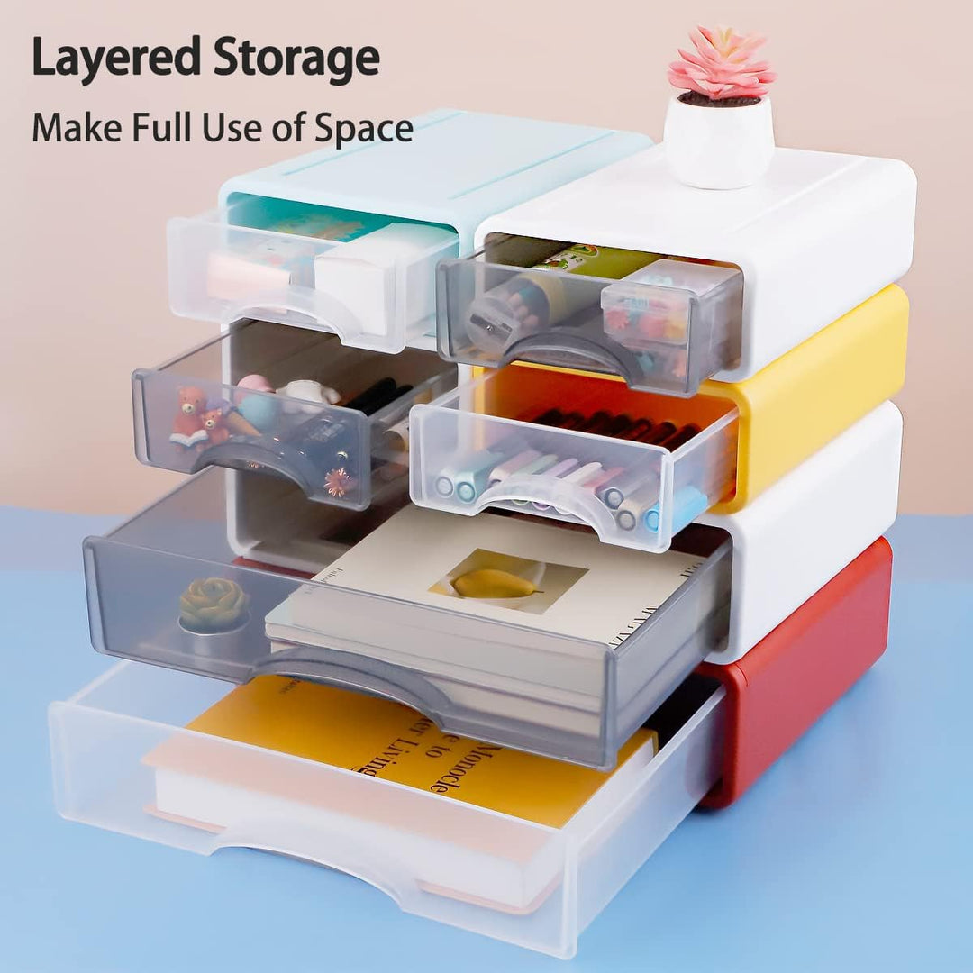 3Pcs Schreibtisch Organizer Schubladen, Stapelbare Desktop Aufbewahrungsbox mit 3 Schubladen, Büro S