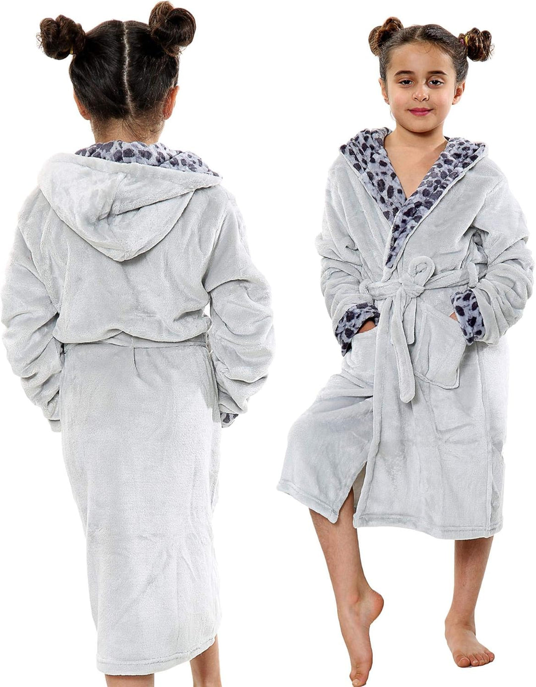 A2Z 4 Kids Sanft Leopard Druck Bademantel Dressing Kleid Nachtwäsche Vlies Vermummt Strand, Baden, S