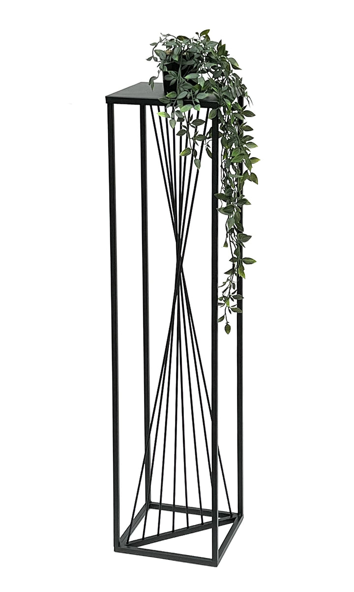 DanDiBo Blumenhocker Metall Schwarz Eckig 70-100 cm Blumenständer Beistelltisch Blumensäule Design M