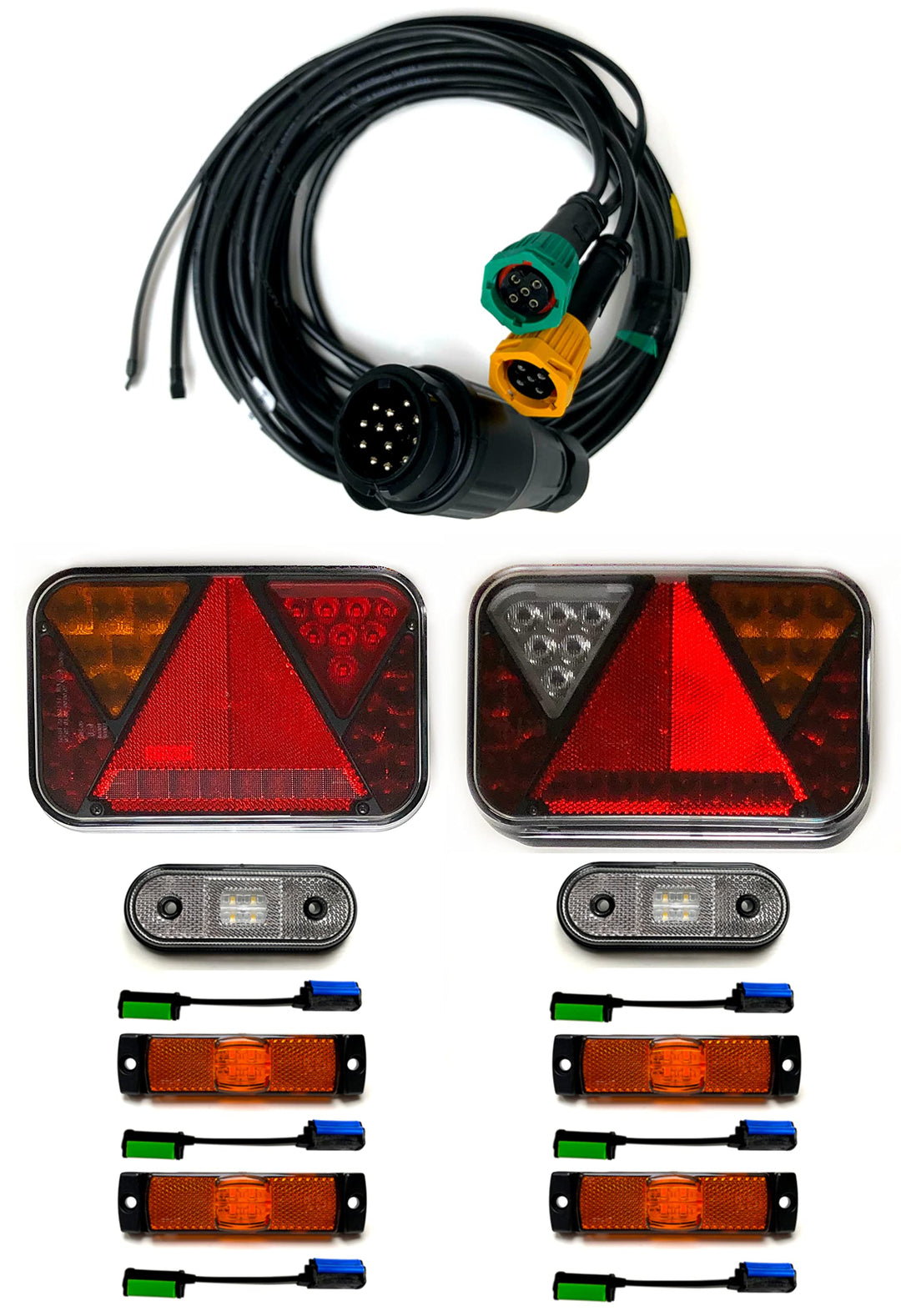 Anhängerbeleuchtung LED Rückleuchten und Umrissleuchten 13 polig Kabelsatz 9m Set